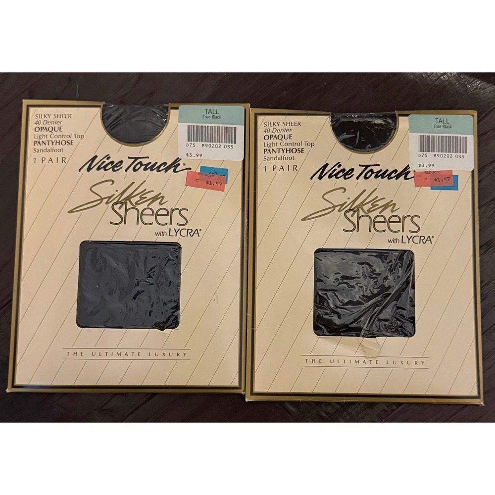 Nice Touch Womens Tall Pantyhose Black 2 Pack Silken Sheers Opaque Light Control